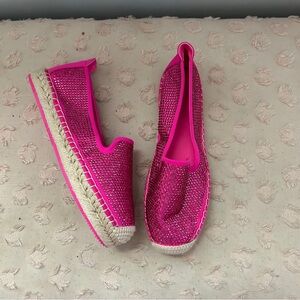 DKNY Sparkly Glitter Espadrilles Flats Hot Pink Size 6